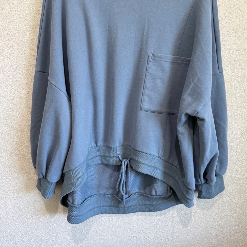 NAP Womens Oversized Mock Neck Balloon Sleeve Drawstring Sweatshirt Boho L - Picture 9 of 9
